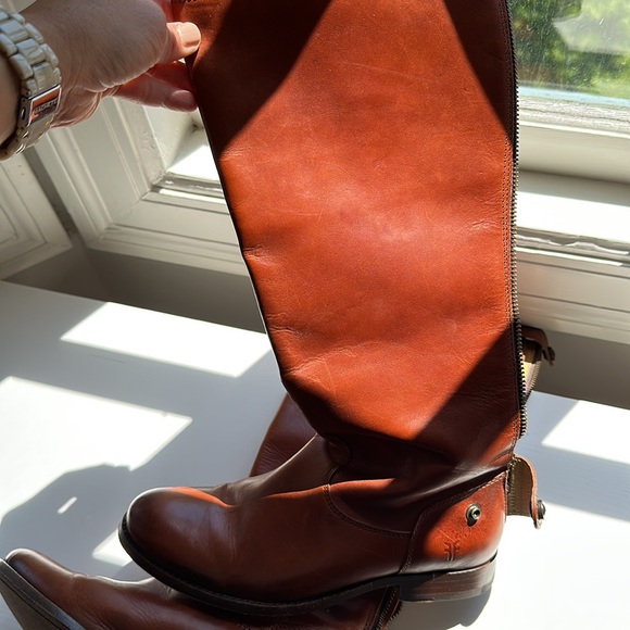 Frye Melissa button back zip tall leather riding boots size 6B - Picture 6 of 11